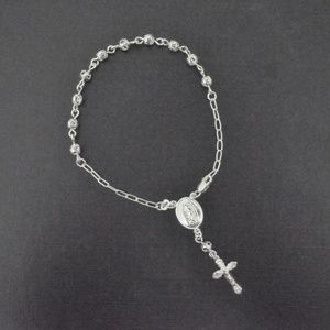 Sterling Silver 925 Filigree 4mm Rosary Bracelet